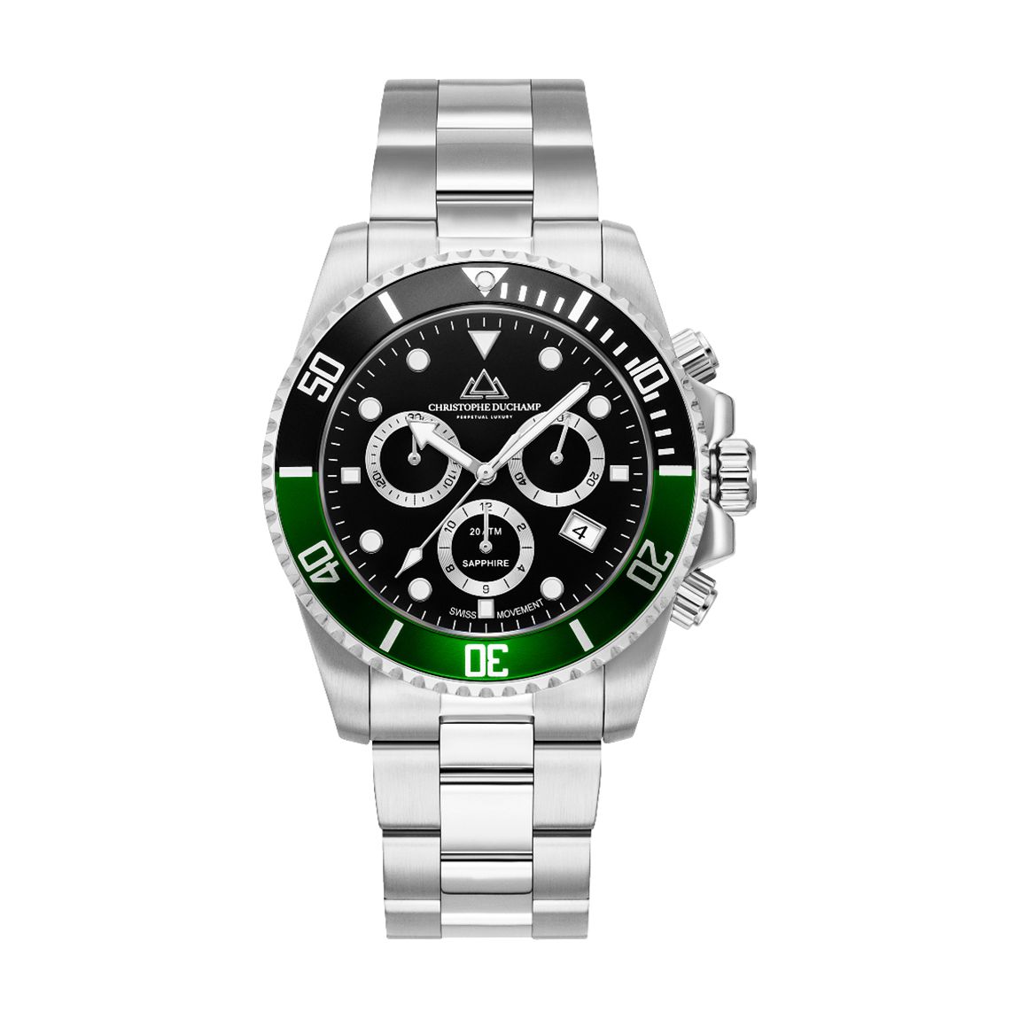 Men's Marine Chrono Black, Green & Silver Watch 44mm main product photo