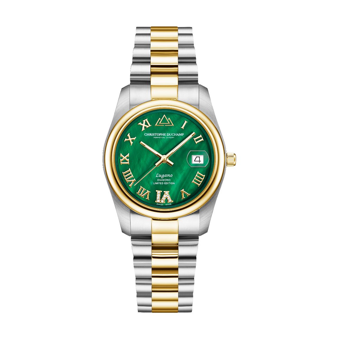 Women's Silver/Gold Limited Edition Lugano 'Six' Watch main product photo