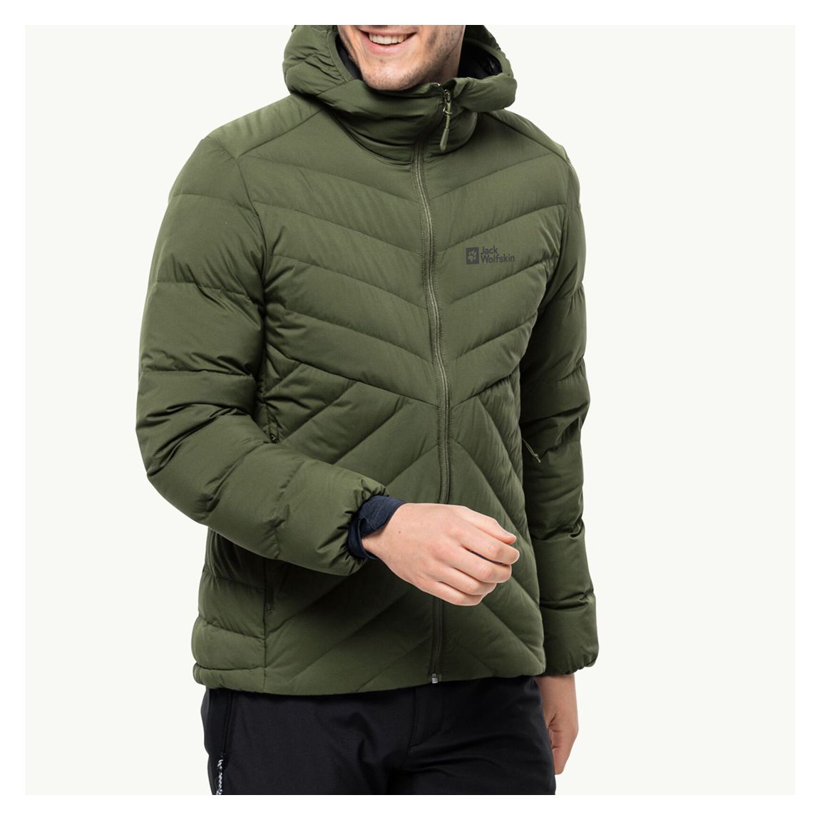 Green Athletic Down Hooded Weather Resist Jacket main product photo