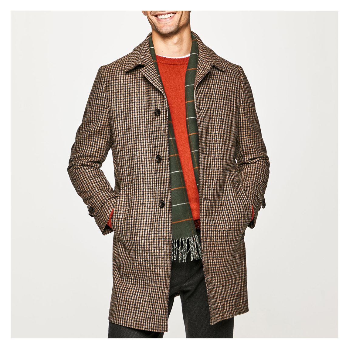 Brown Tweed Longline Coat main product photo