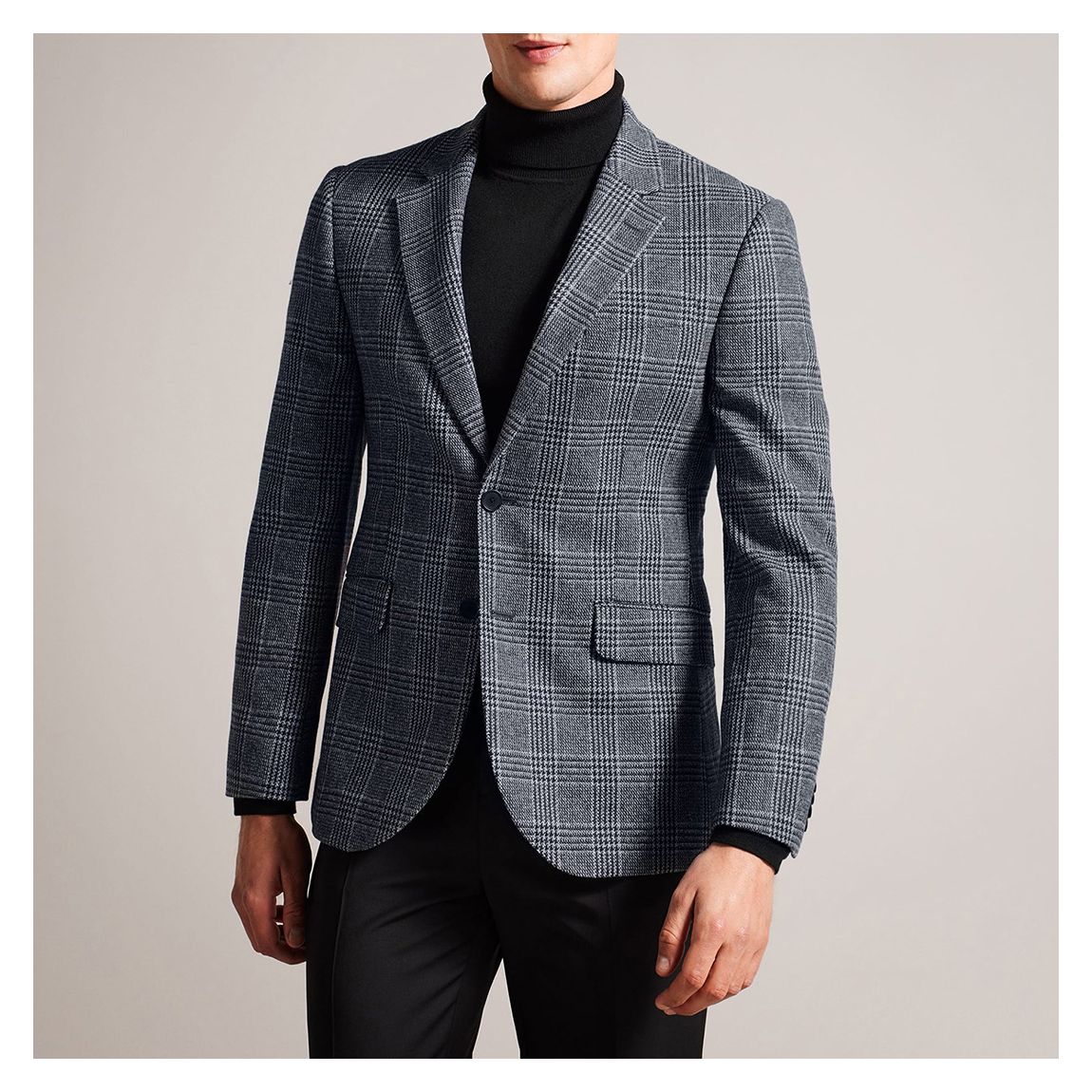 Blue Wool Blend Check Jacket main product photo