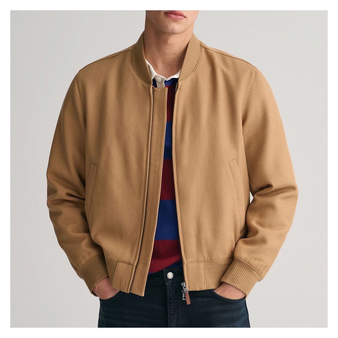 Camel Dressed Zip Wool Blend Bomber Jacket main product photo