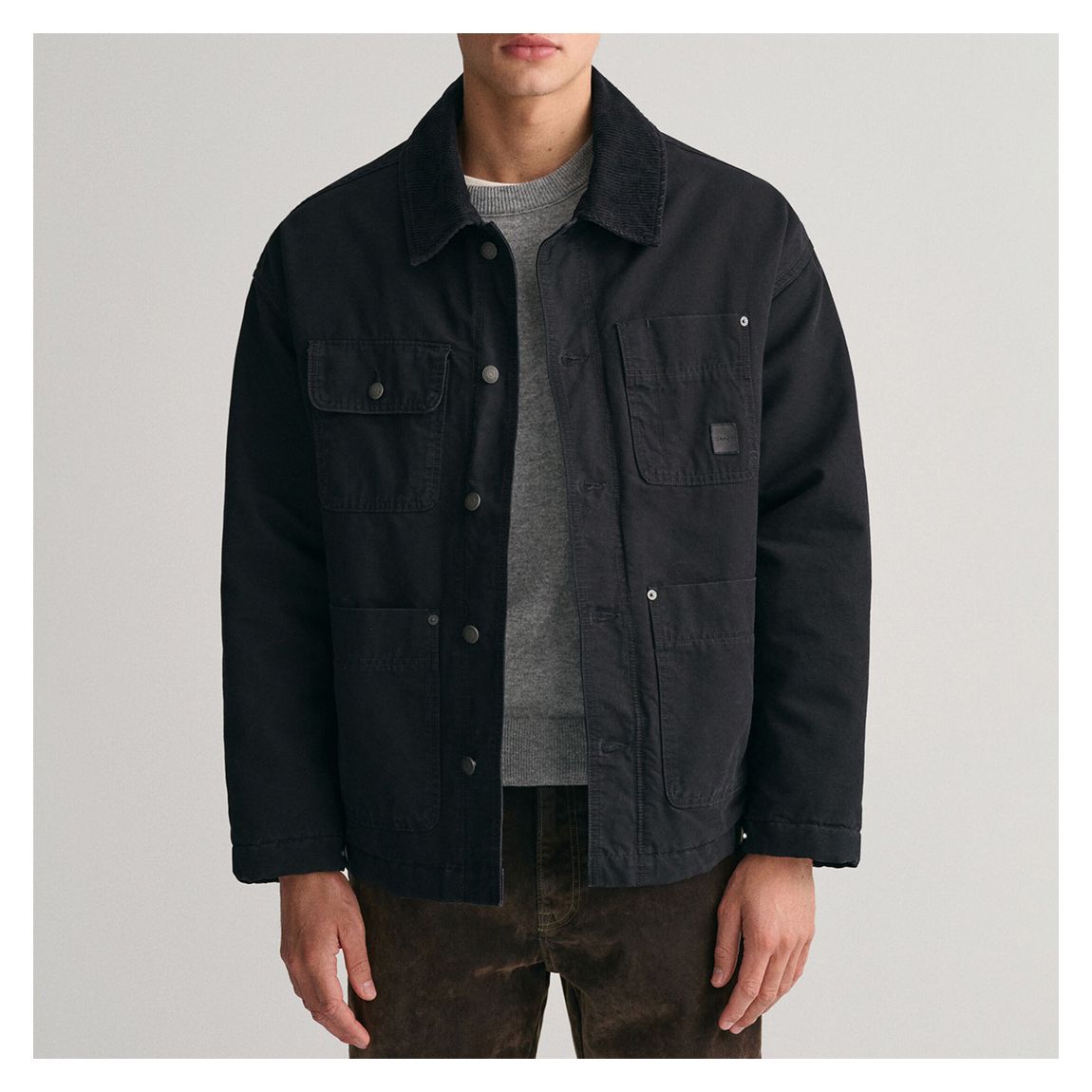 Black Oversized Boxy Padded Cotton Jacket main product photo