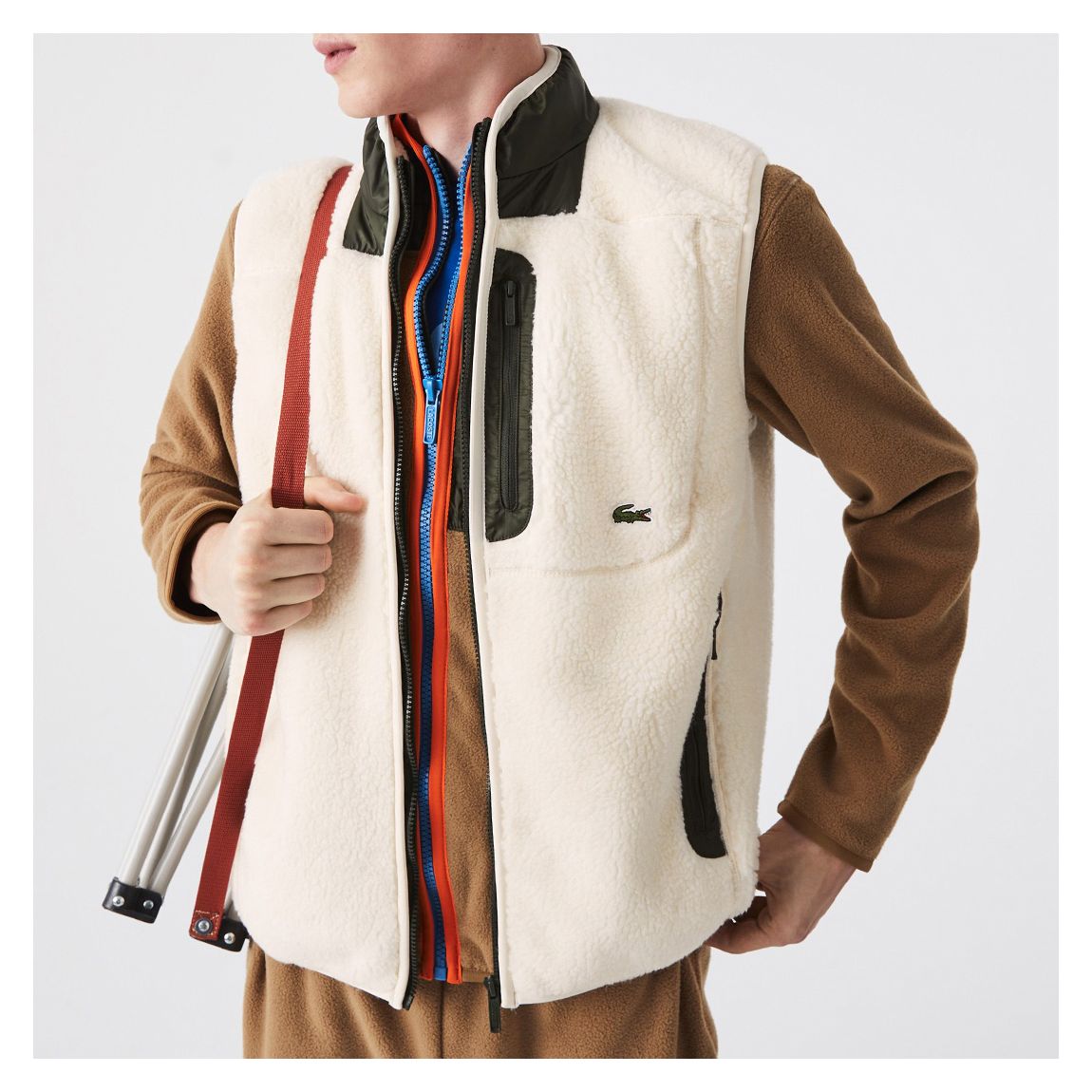 Cream High Neck Borg Gilet main product photo