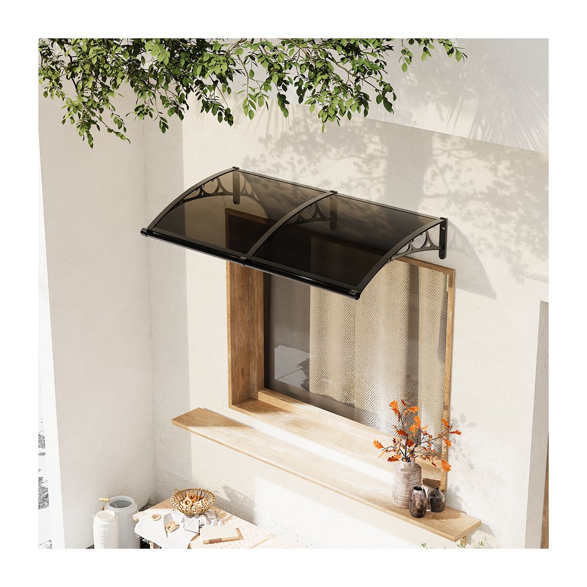 160cm Outdoor Door Canopy Window Awning - Black main product photo