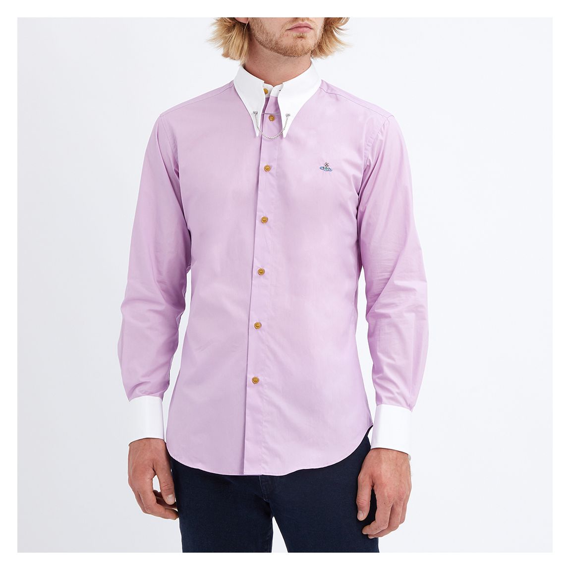Pink Clip Neck Cotton Shirt main product photo