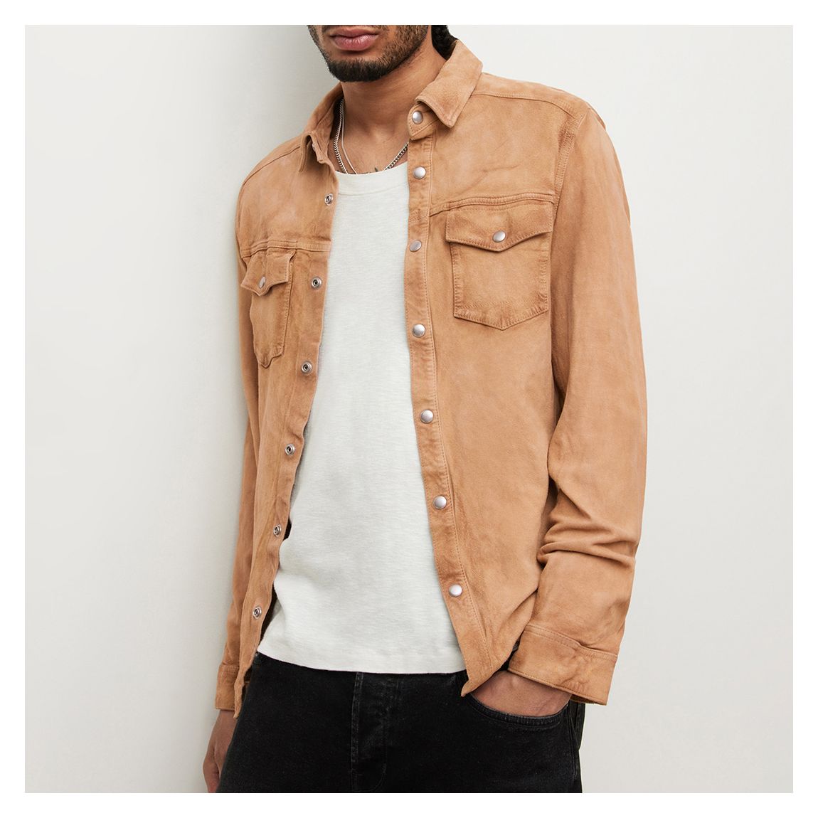 Sand Taupe Wyatt Leather Shirt main product photo