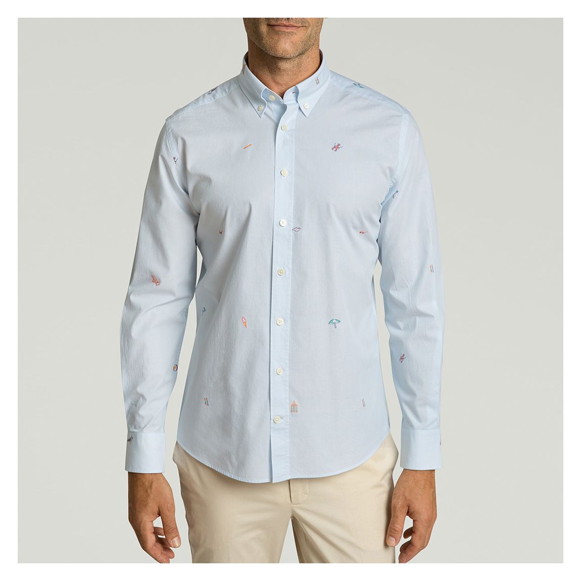 Blue All Over Print Cotton Shirt main product photo