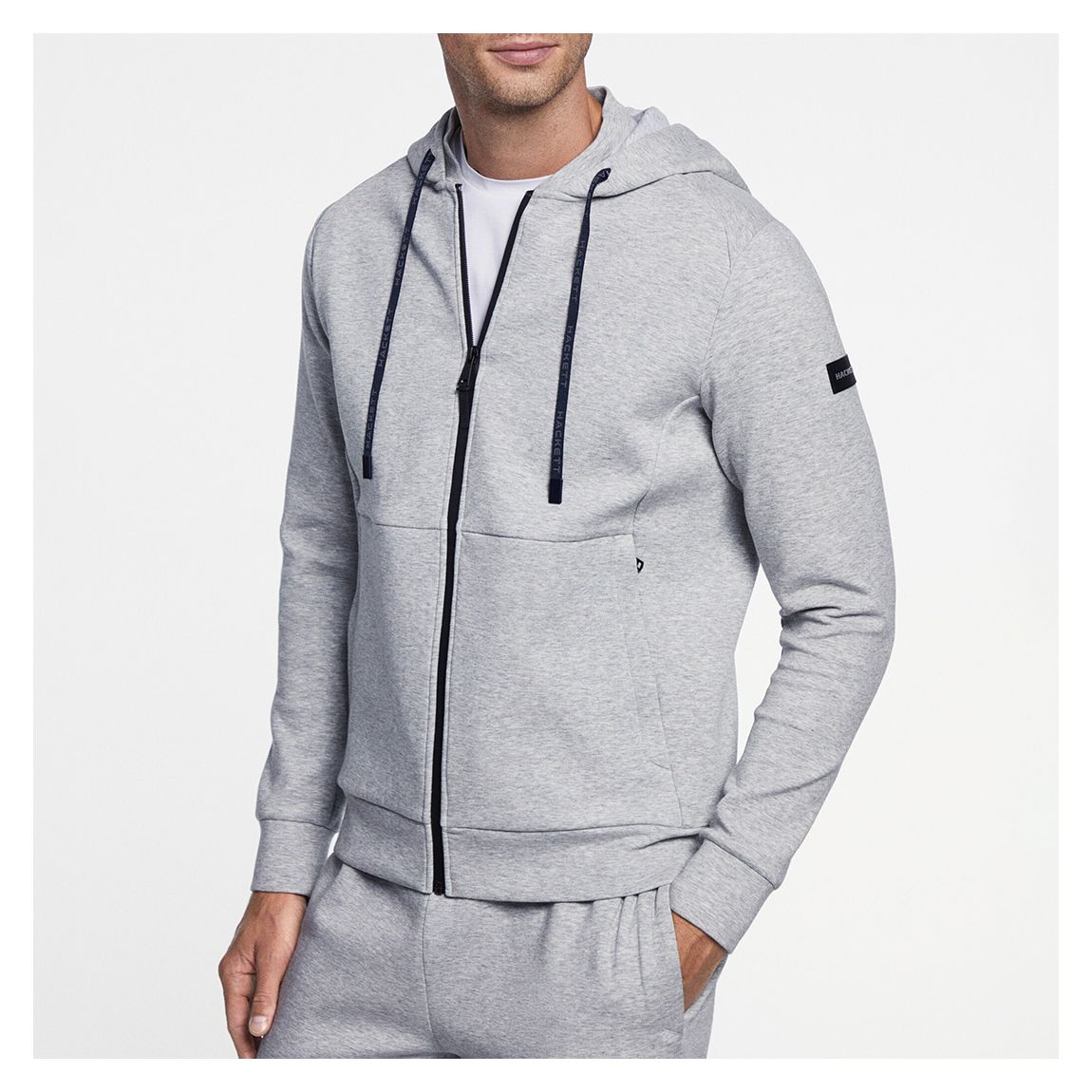 Grey Cotton Zip Hoodie main product photo