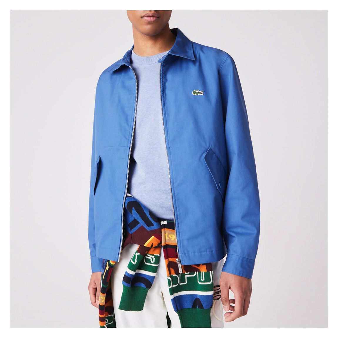 Blue Cropped Full Zip Cotton Jacket main product photo