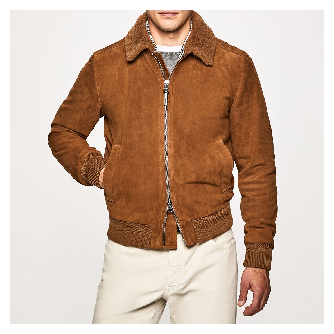 Brown Suede Aviator Jacket main product photo