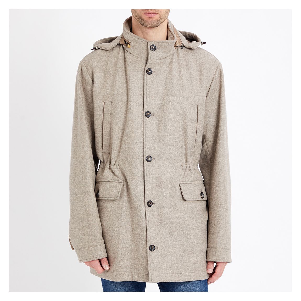 Sand Hooded Wool Coat main product photo