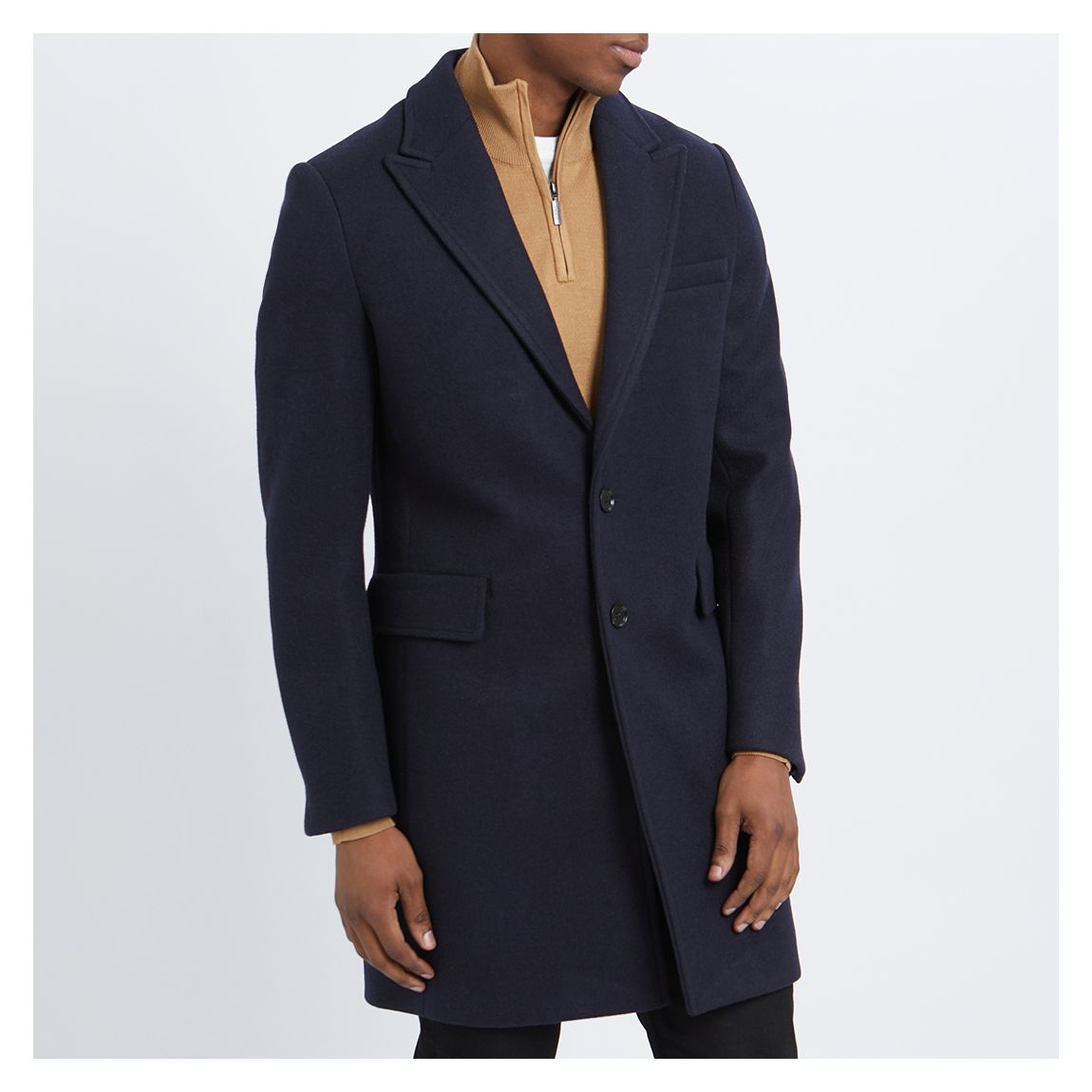 Navy Sirus Wool Blend Coat main product photo