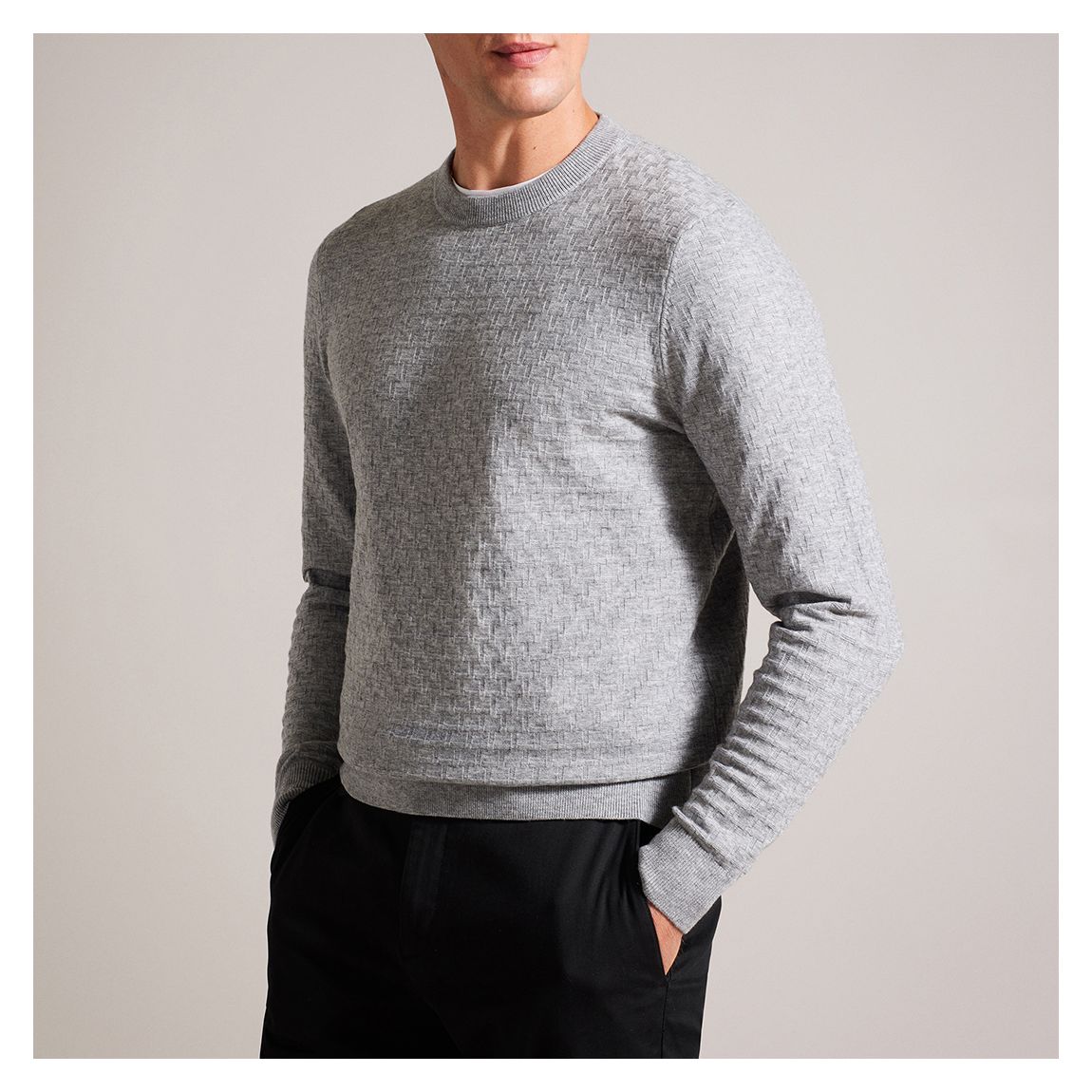 Grey Crew Neck Stitch Jumper main product photo