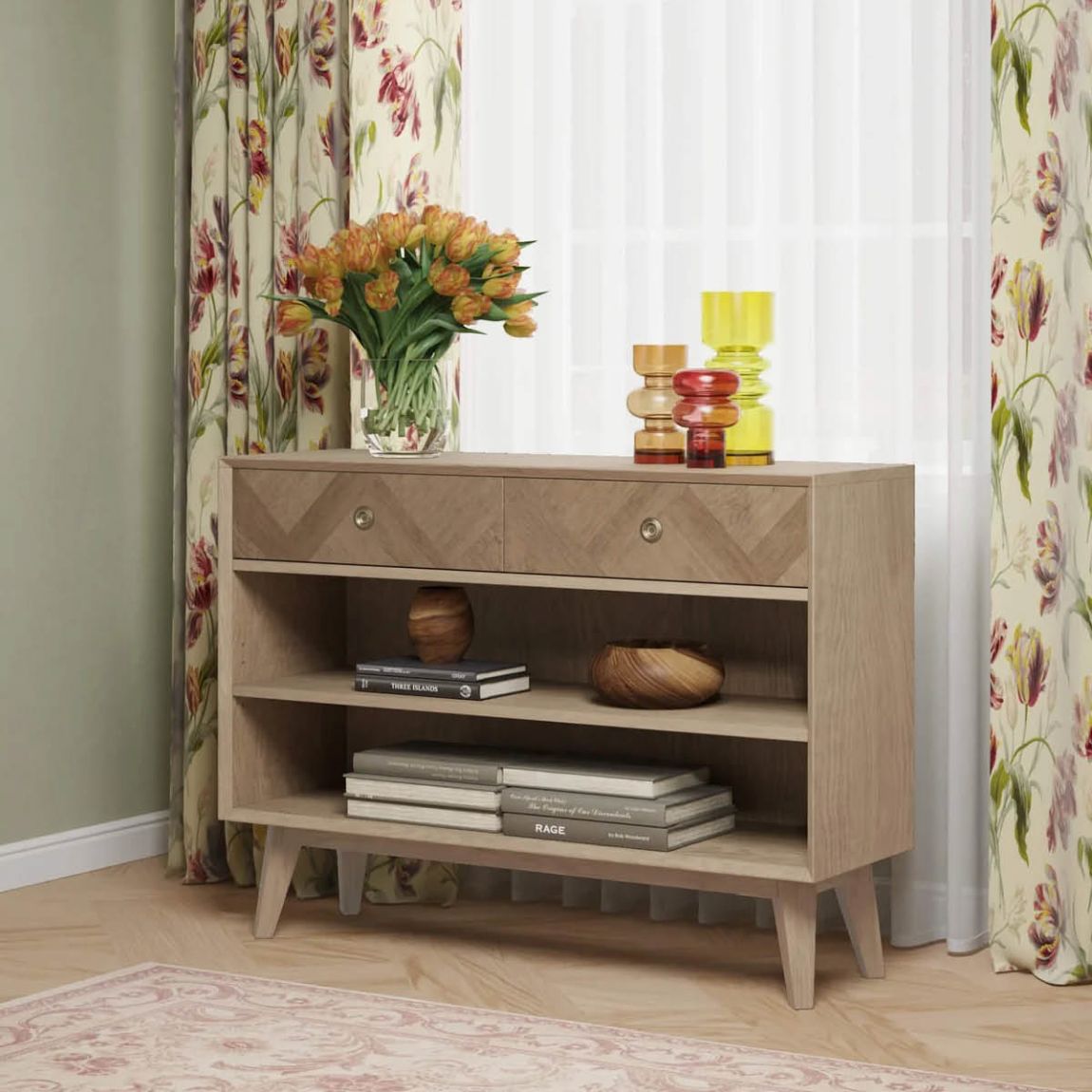 Hencroft Weathered Mindi 2 Drawer Console Table main product photo