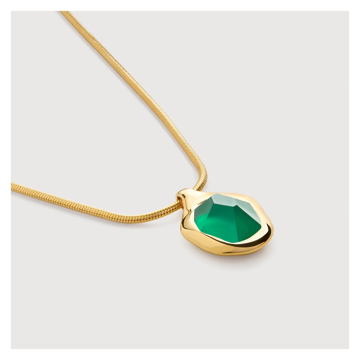 Gold Vermeil Odyssey Gemstone Chain Necklace - Green Onyx main product photo