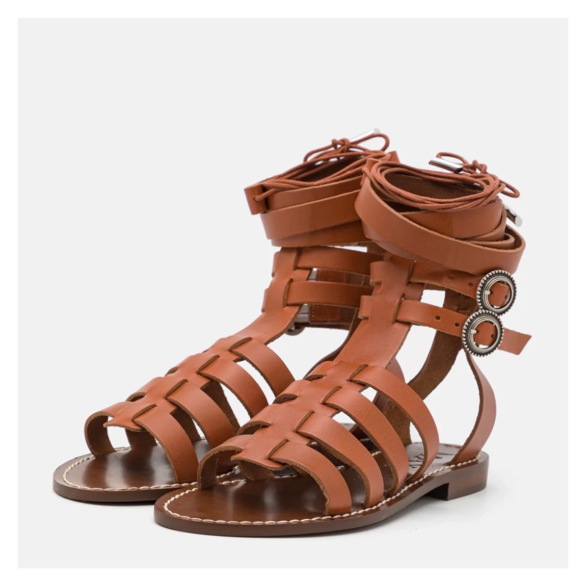 Brown Palm Tie Sandals main product photo