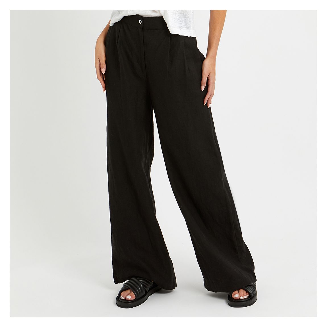 Black Linen Pleated Trouser main product photo