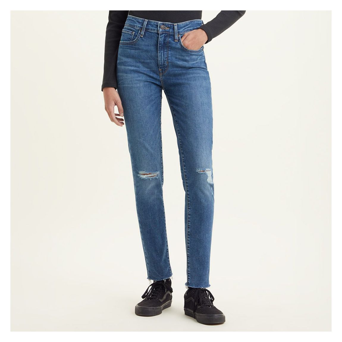 Mid Blue 721™ High Rise Skinny Stretch Distressed Jeans main product photo
