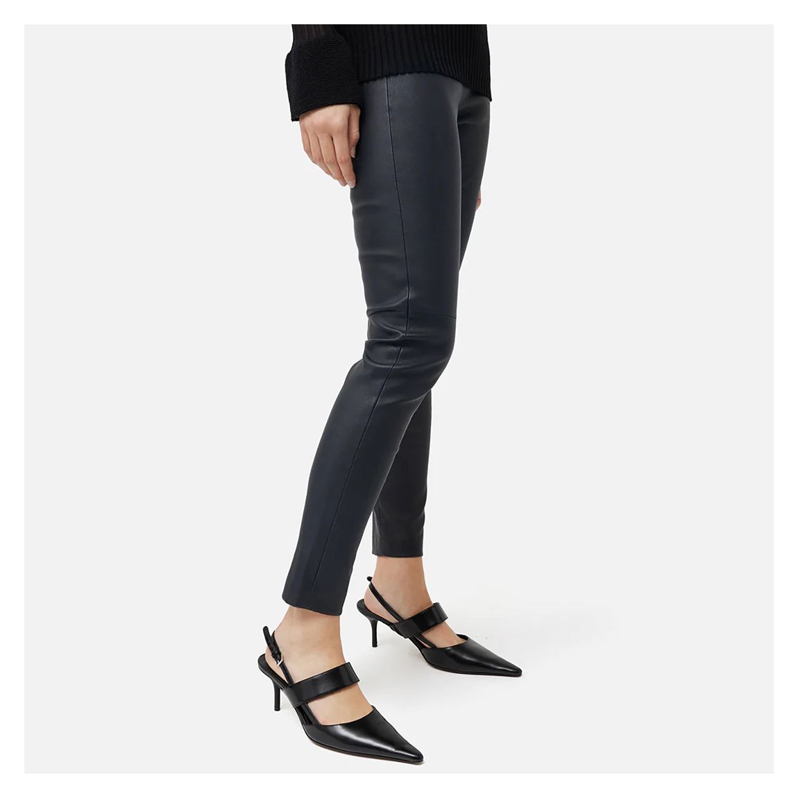 Navy Stretch Leather Leggings main product photo