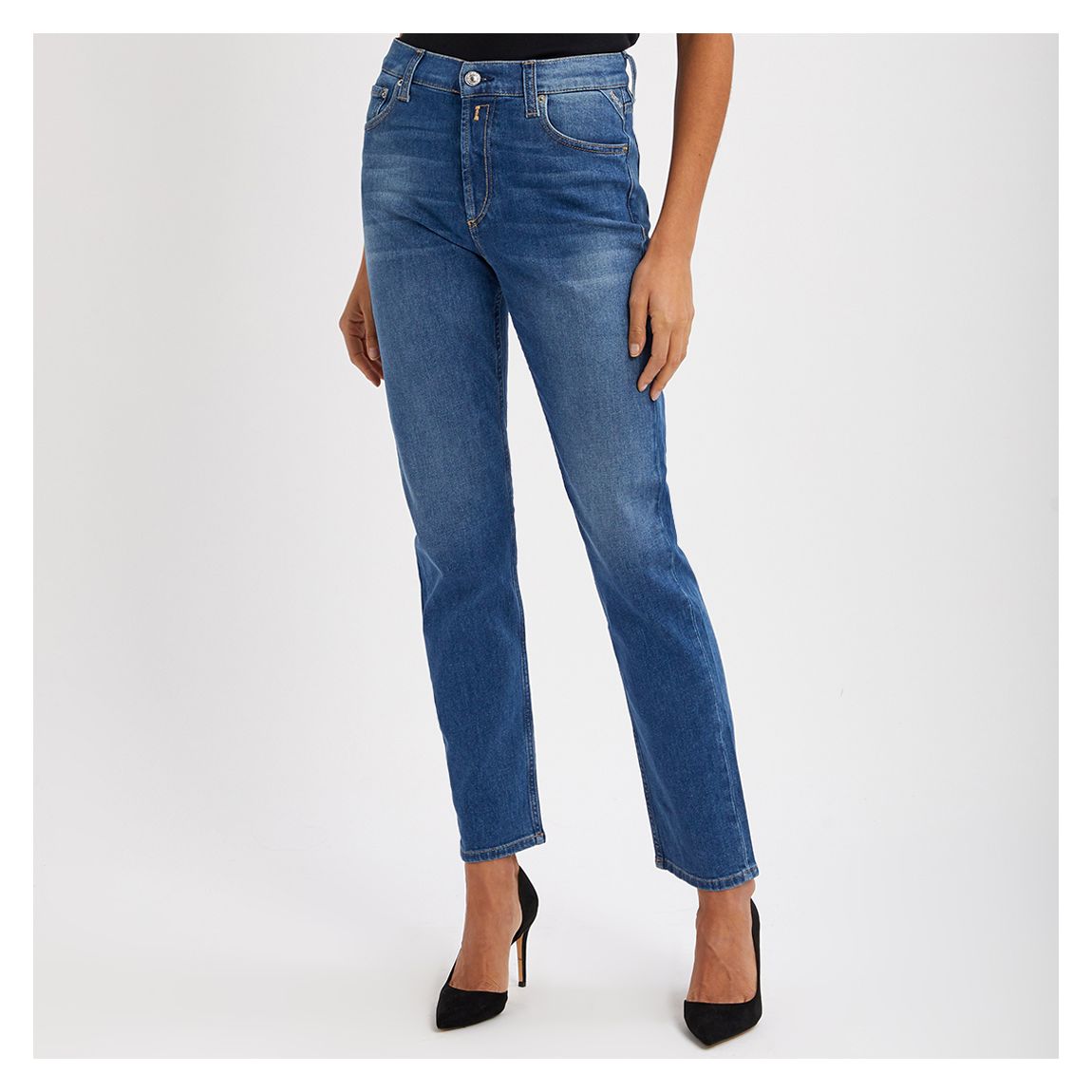 Mid Blue Maijke Straight Stretch Jeans main product photo