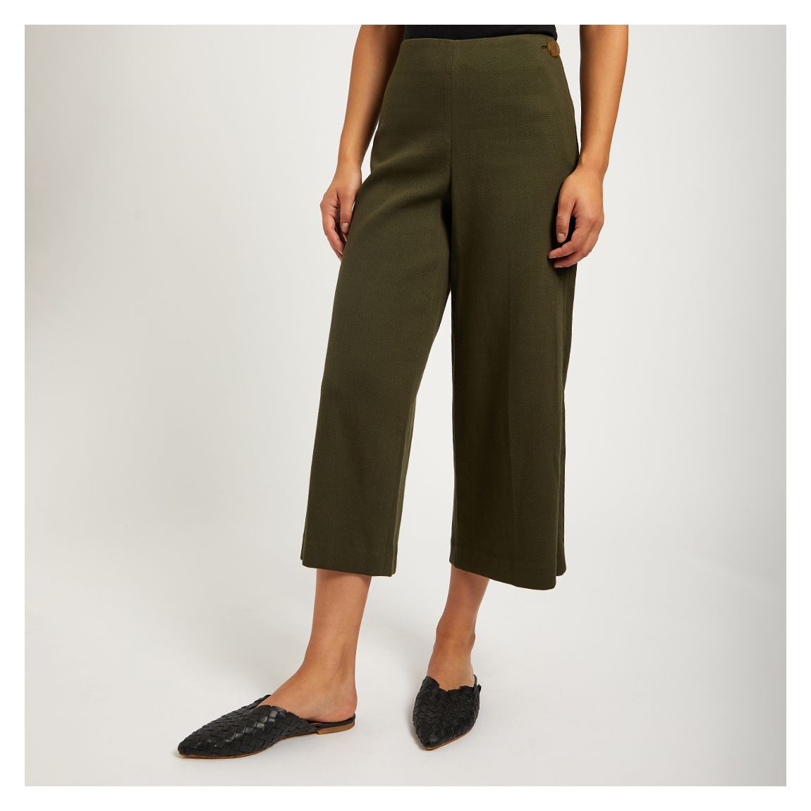Khaki High Waisted Tailored Trousers main product photo