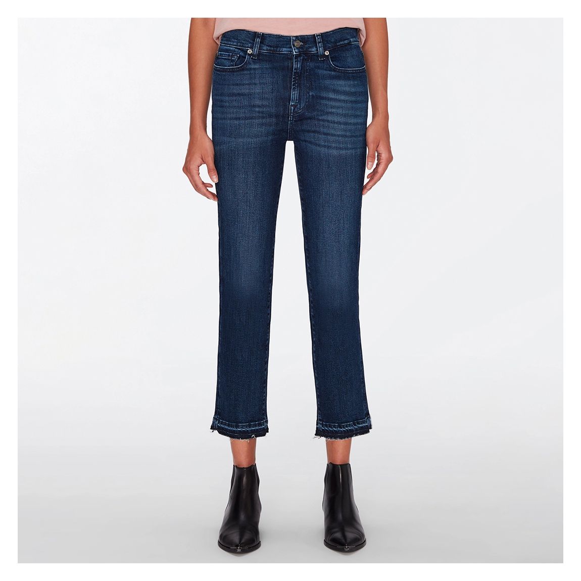 Dark Blue Straight Stretch Cropped Jeans main product photo