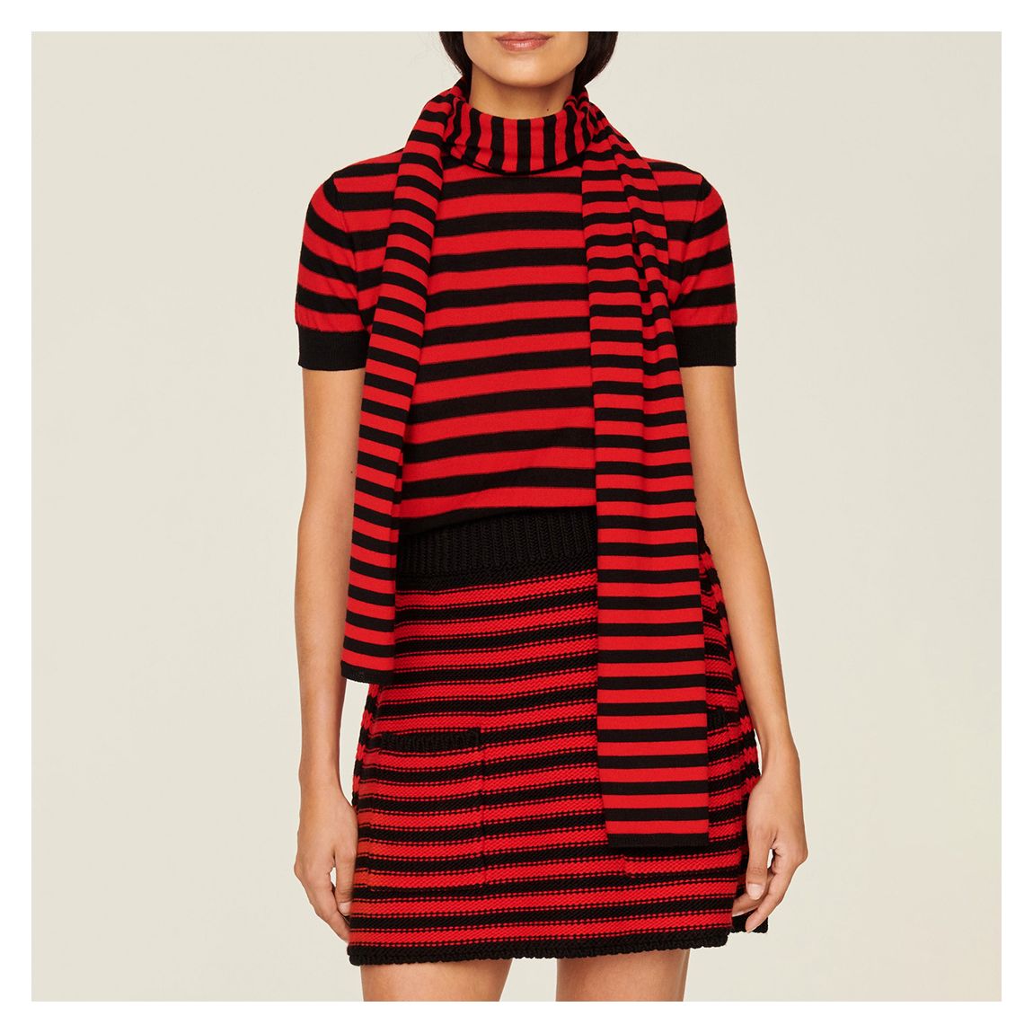Black/Red Striped Wool Scarf main product photo