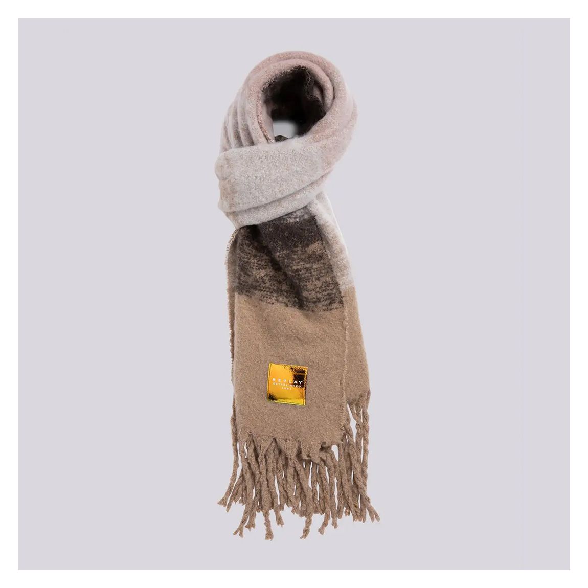 Tan Printed Patch Logo Scarf main product photo