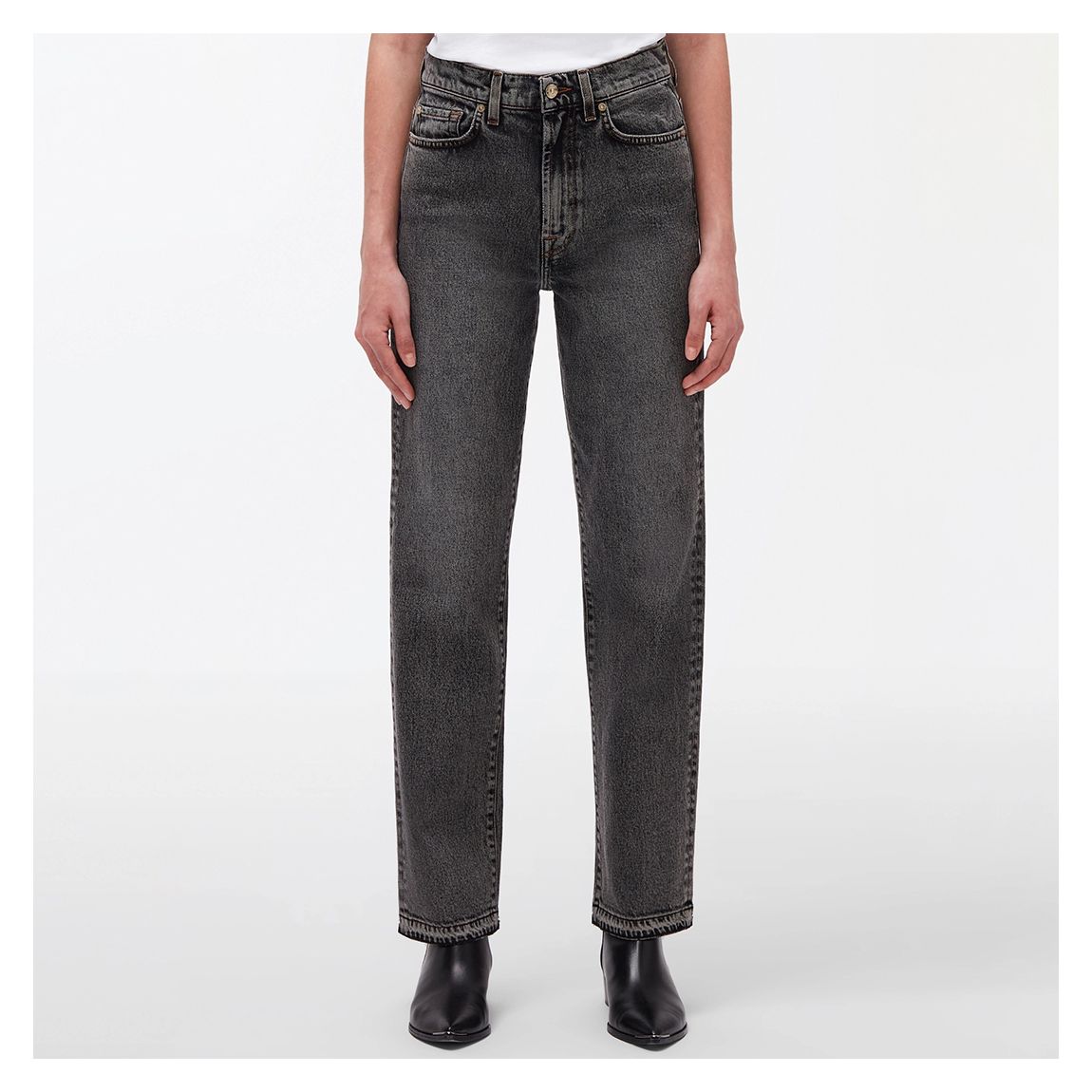Washed Black Logan Tall Straight Stretch Jeans main product photo