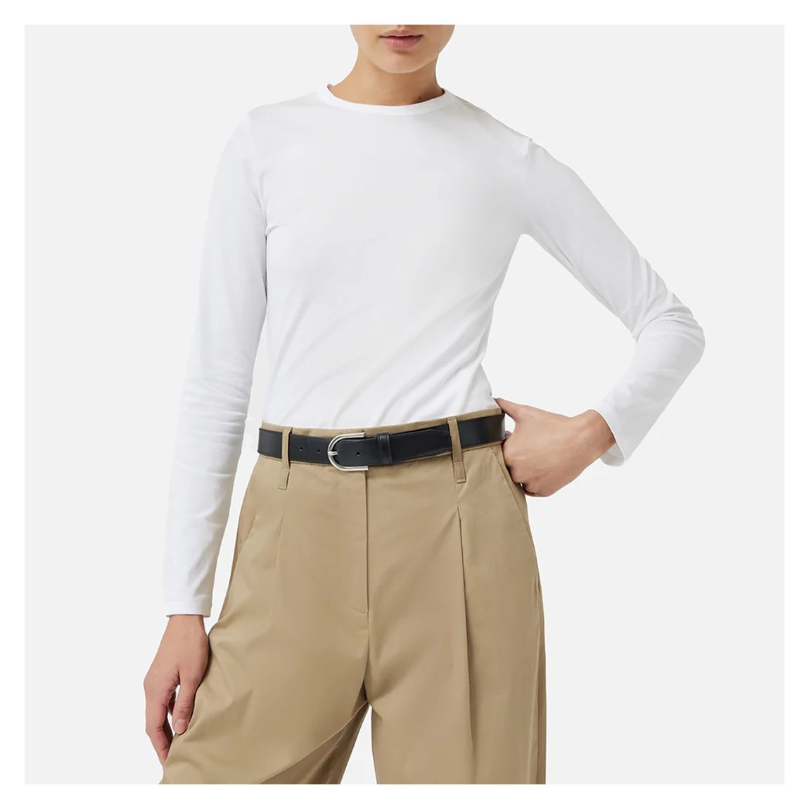 White Cotton Long Sleeve Top main product photo