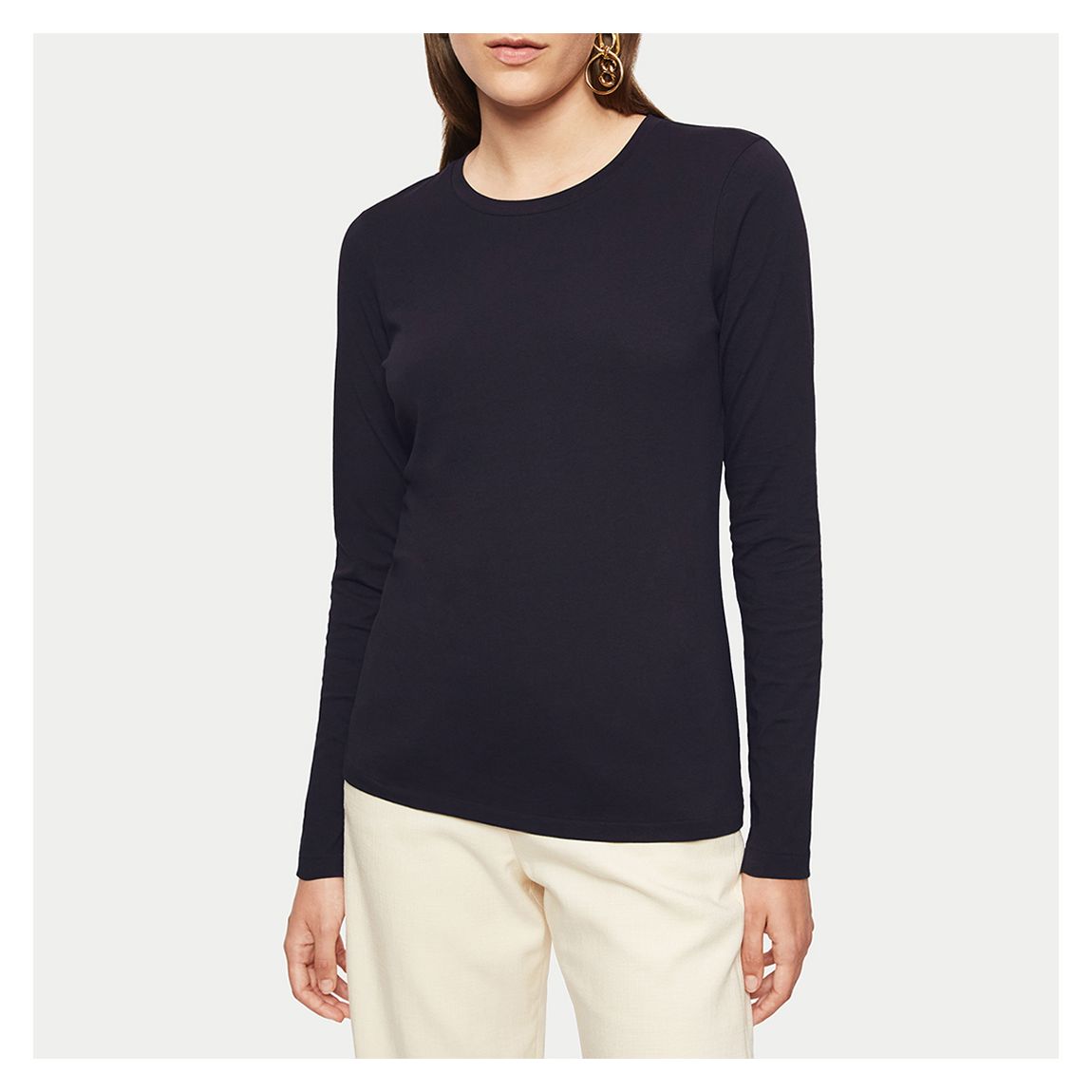Black Cotton Long Sleeve Top main product photo