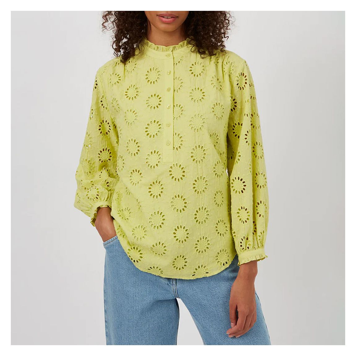 Lime Daisy Cut Out Long Sleeve Shirt main product photo