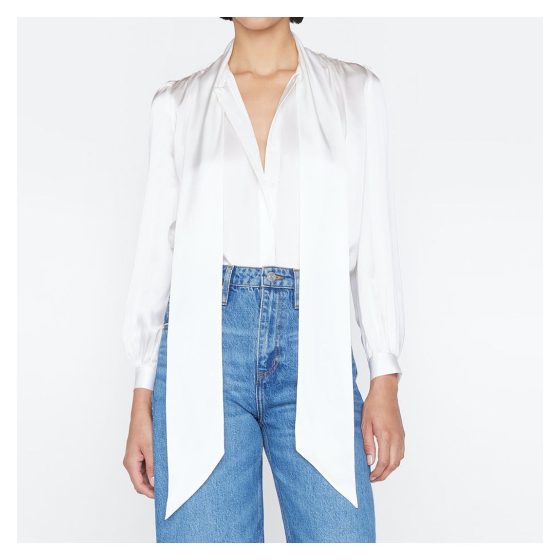 White Femme Tie Neck Blouse main product photo