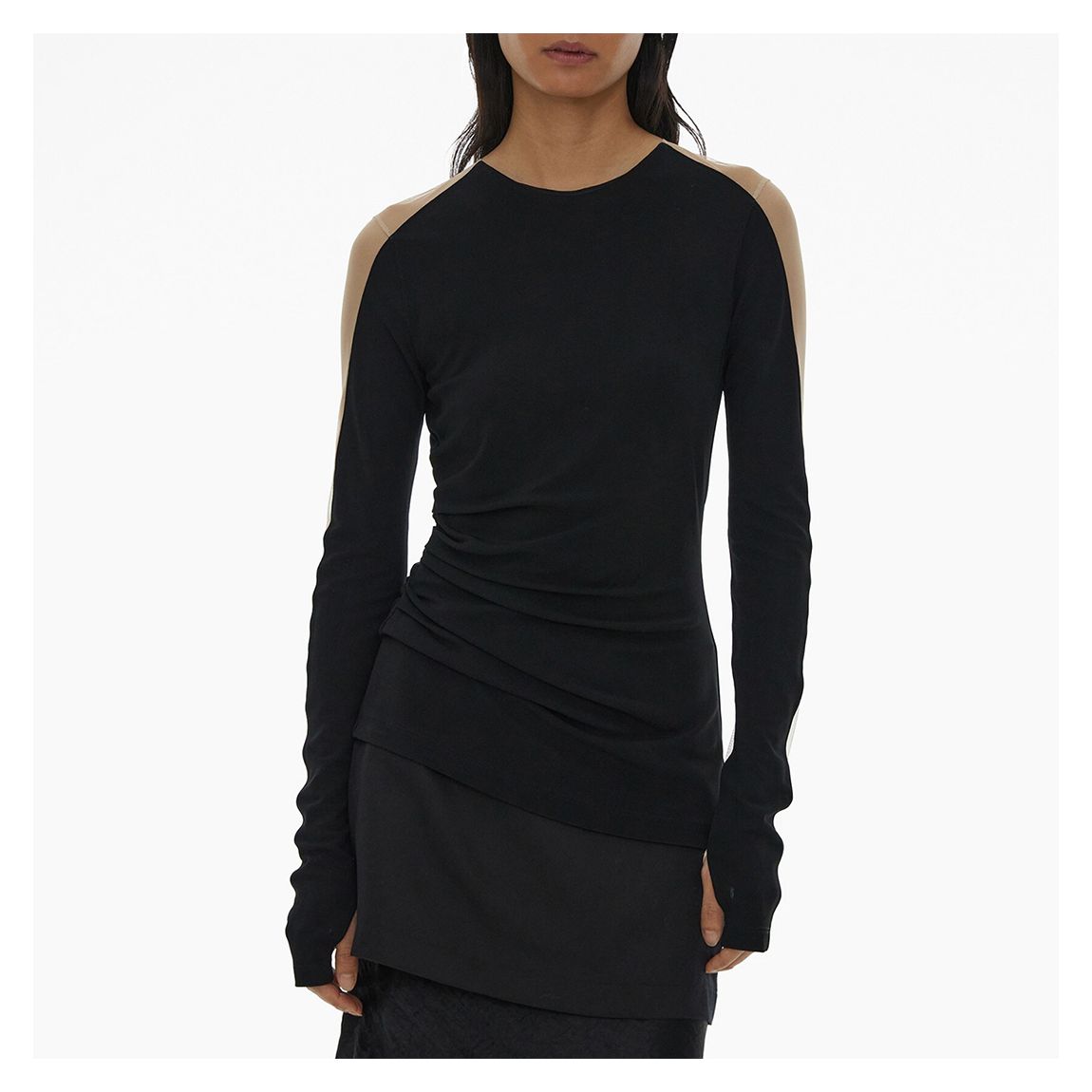 Black Sheer Sleeve Top main product photo