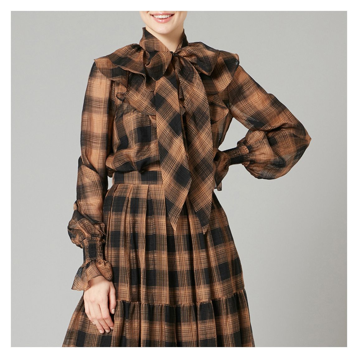 Yellow Nash Silk Blend Check Top main product photo