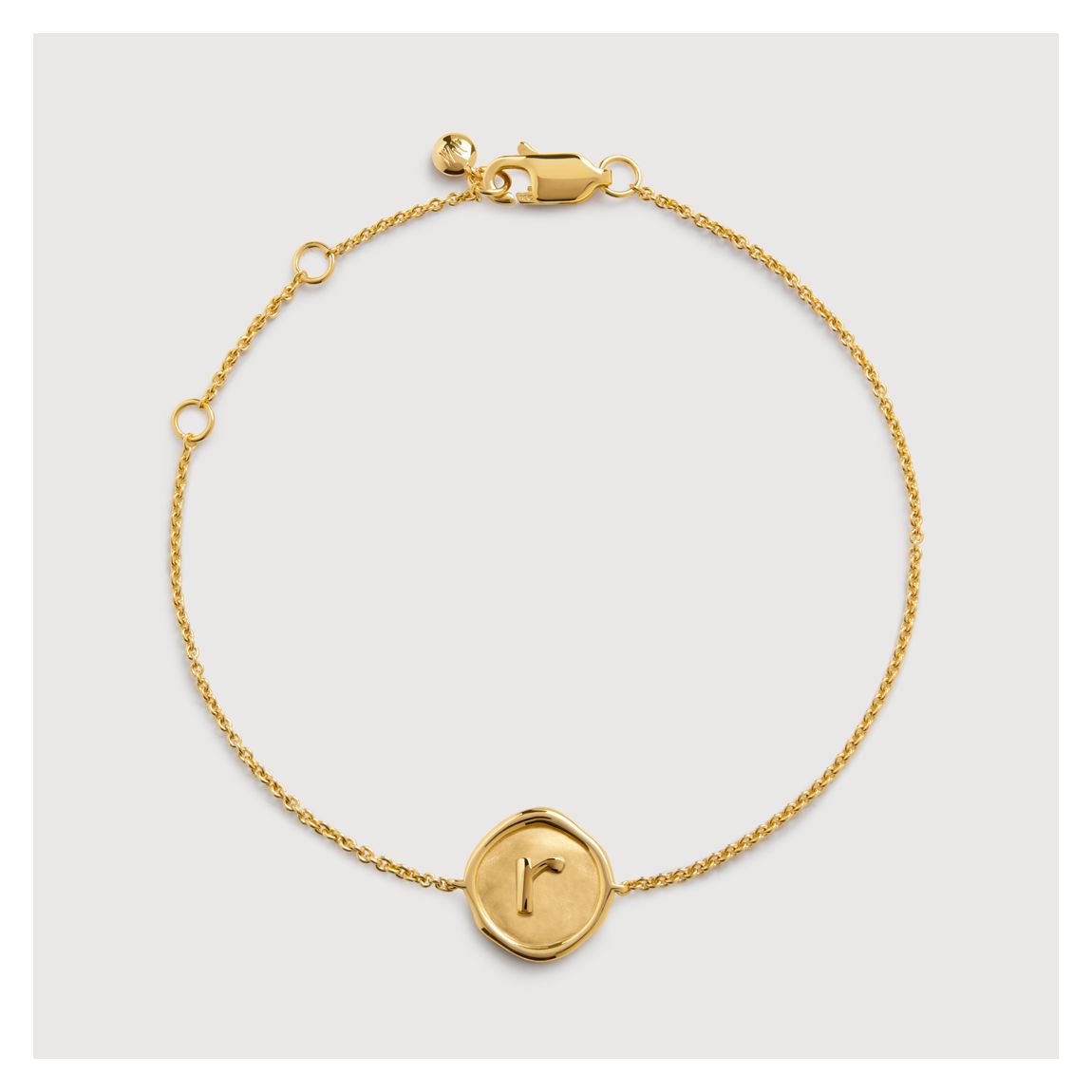 Gold Vermeil Initial R Stamp Chain Bracelet - Gold main product photo