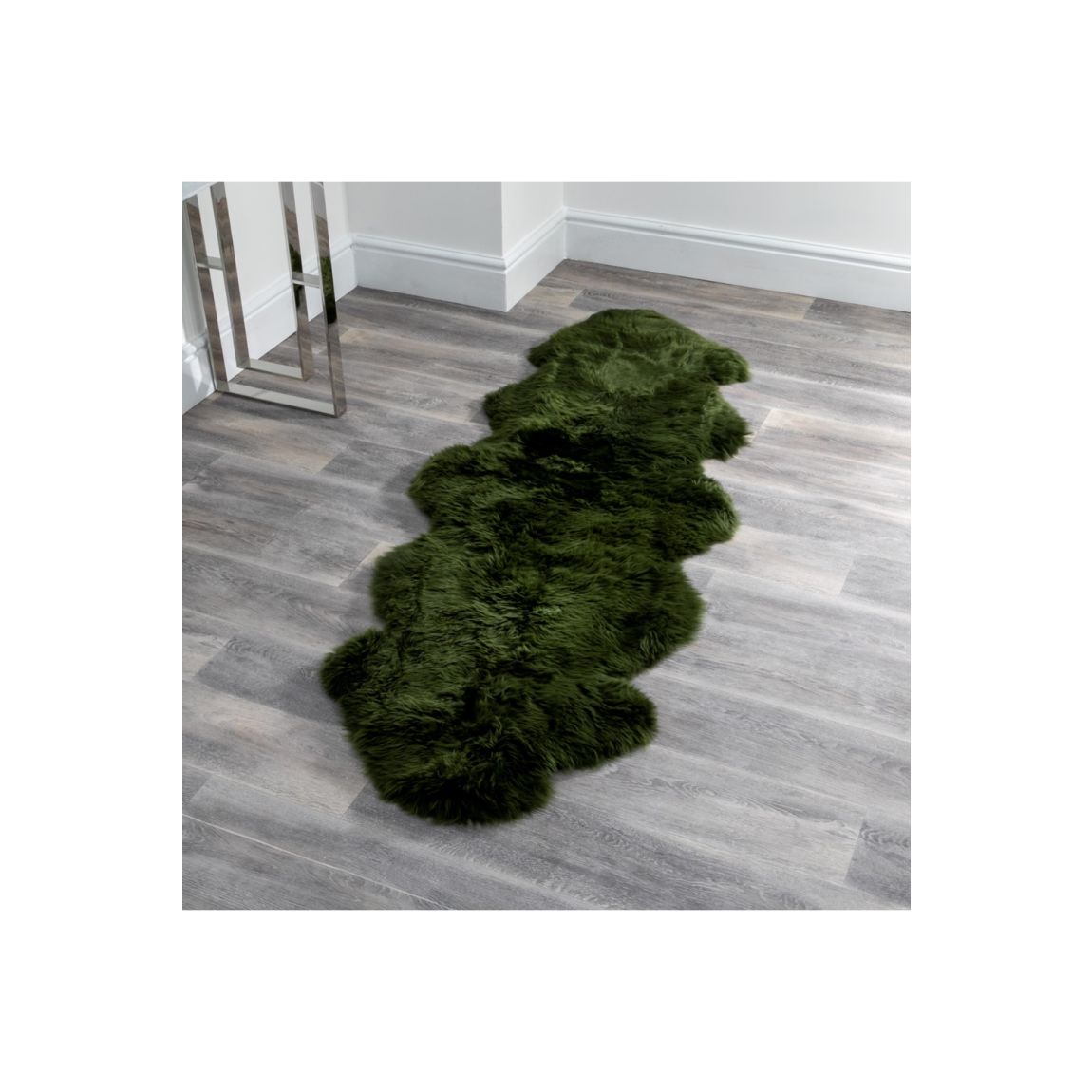 Double Olive Green Sheepskin Rug main product photo