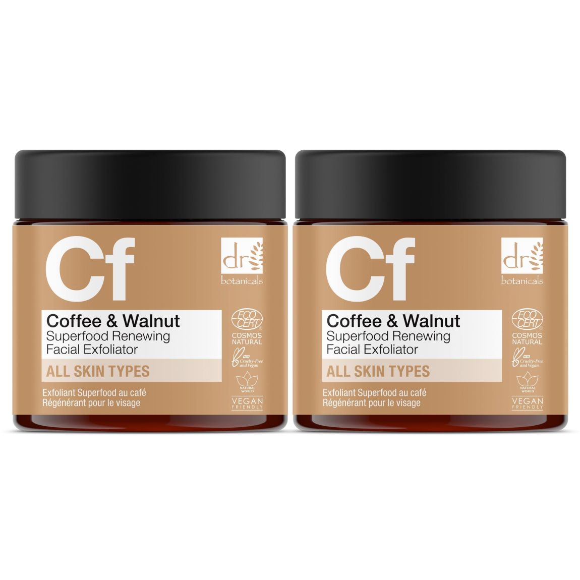 Dr Botanicals Coffee Superfood Renewing Facial Exfoliator 60ml x 2 Duo Pack main product photo