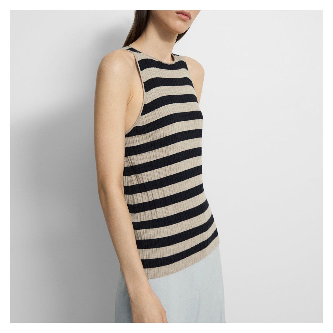 Black Striped Wool Blend Top main product photo