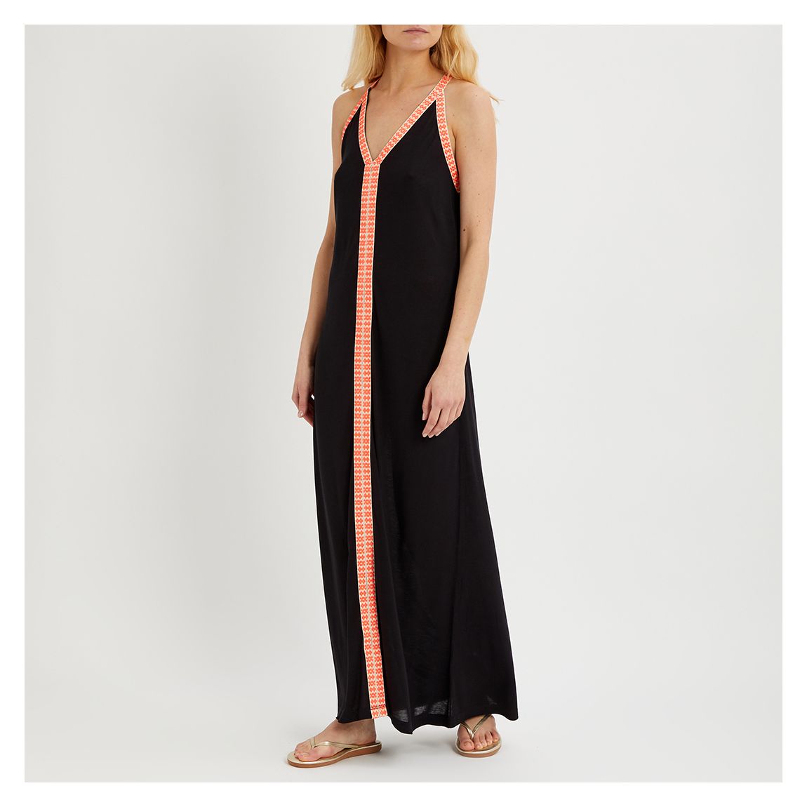 Black Jersey Trim Maxi Dress main product photo