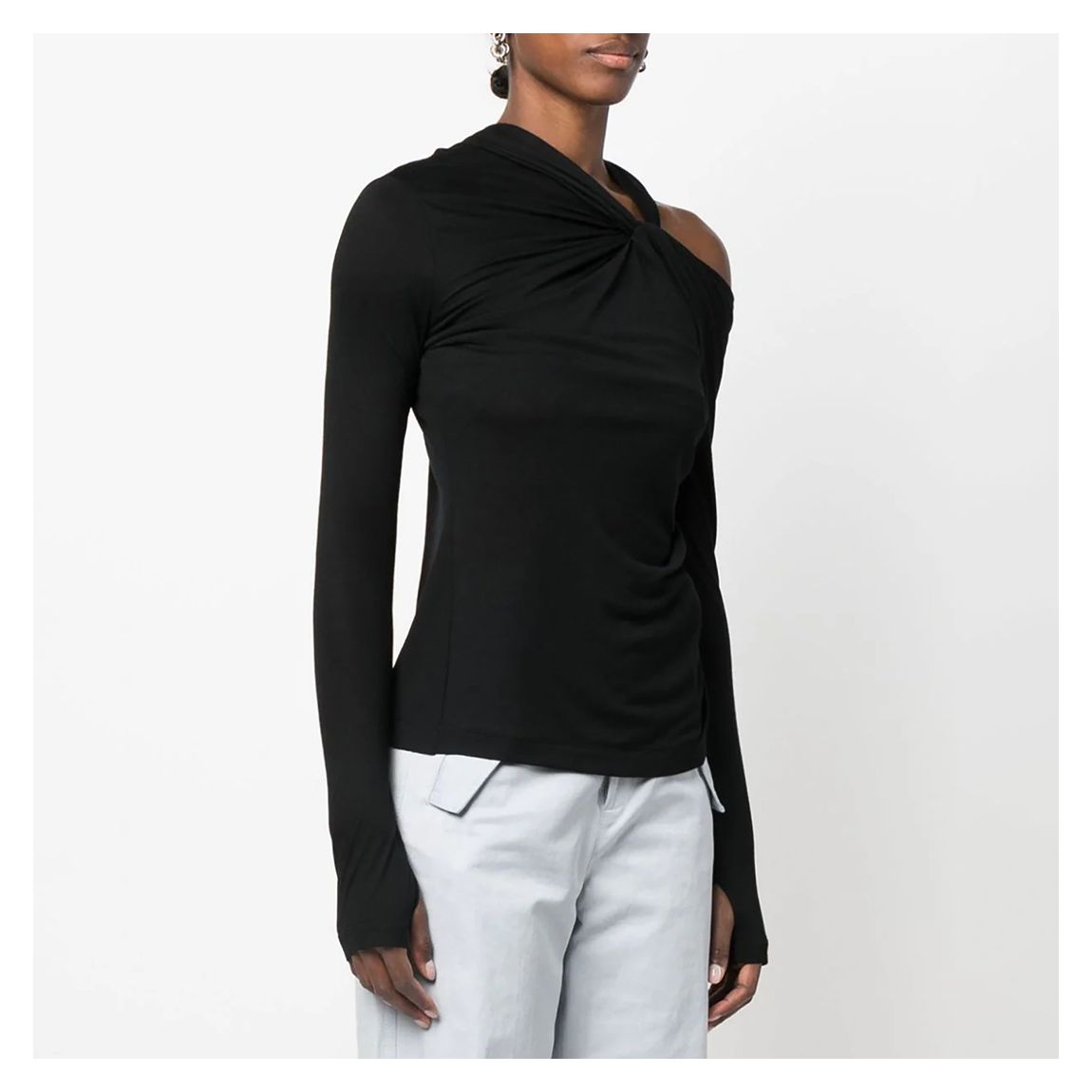 Black Twist Cut Out Shoulder Top main product photo