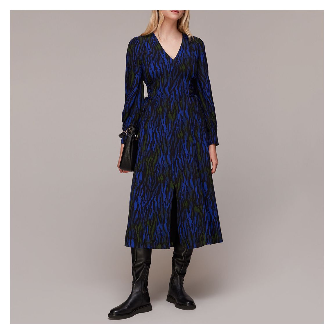 Blue Watercolour Tiger Midi Dress main product photo