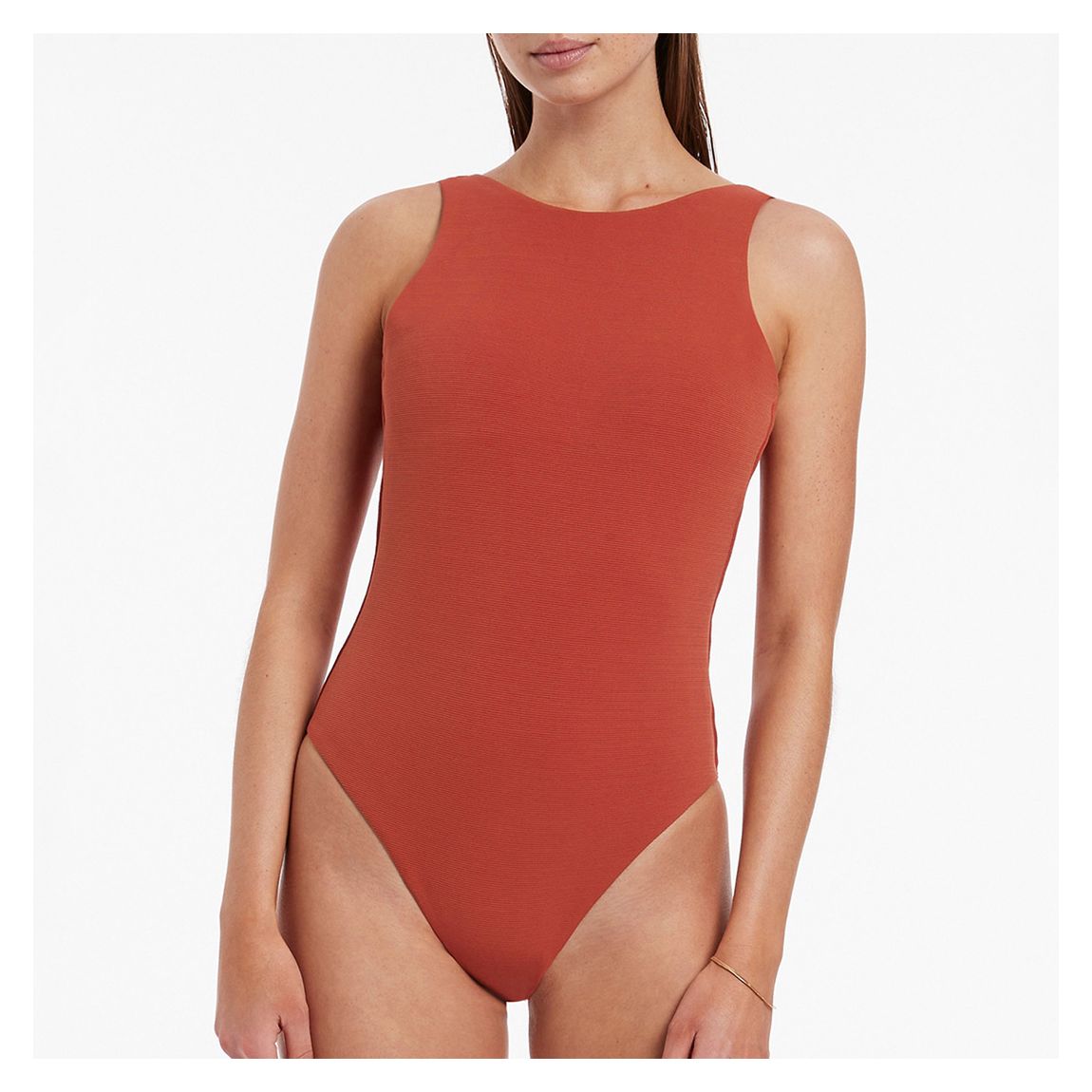 Orange High Neck One Piece Swimsuit main product photo