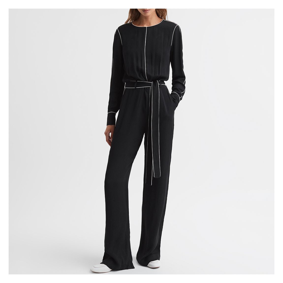 Black Esther Tipped Jumpsuit main product photo