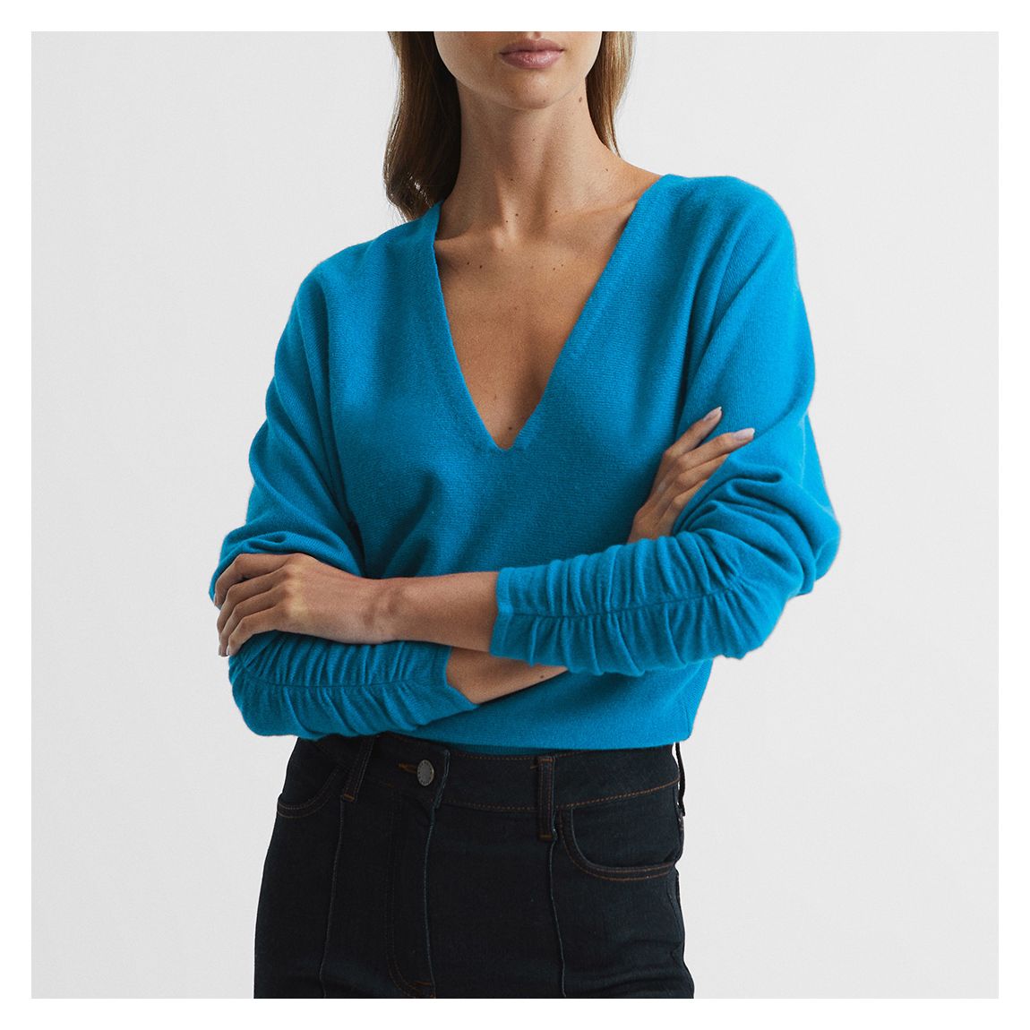Blue Jolie V-Neck Wool Blend Jumper main product photo
