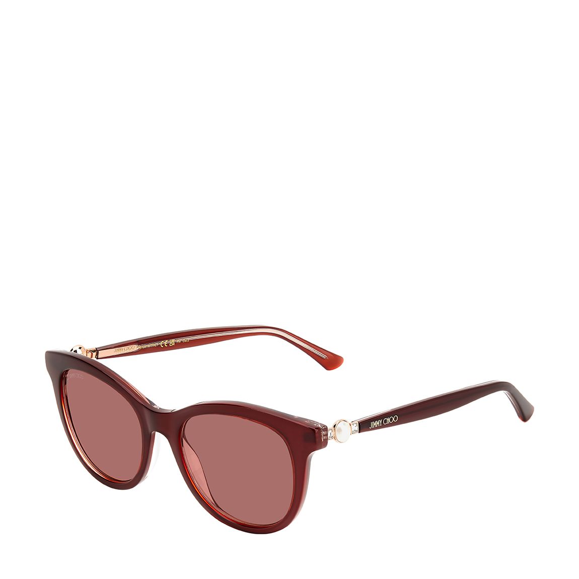 Pearled Burgundy Cat Eye Sunglasses main product photo