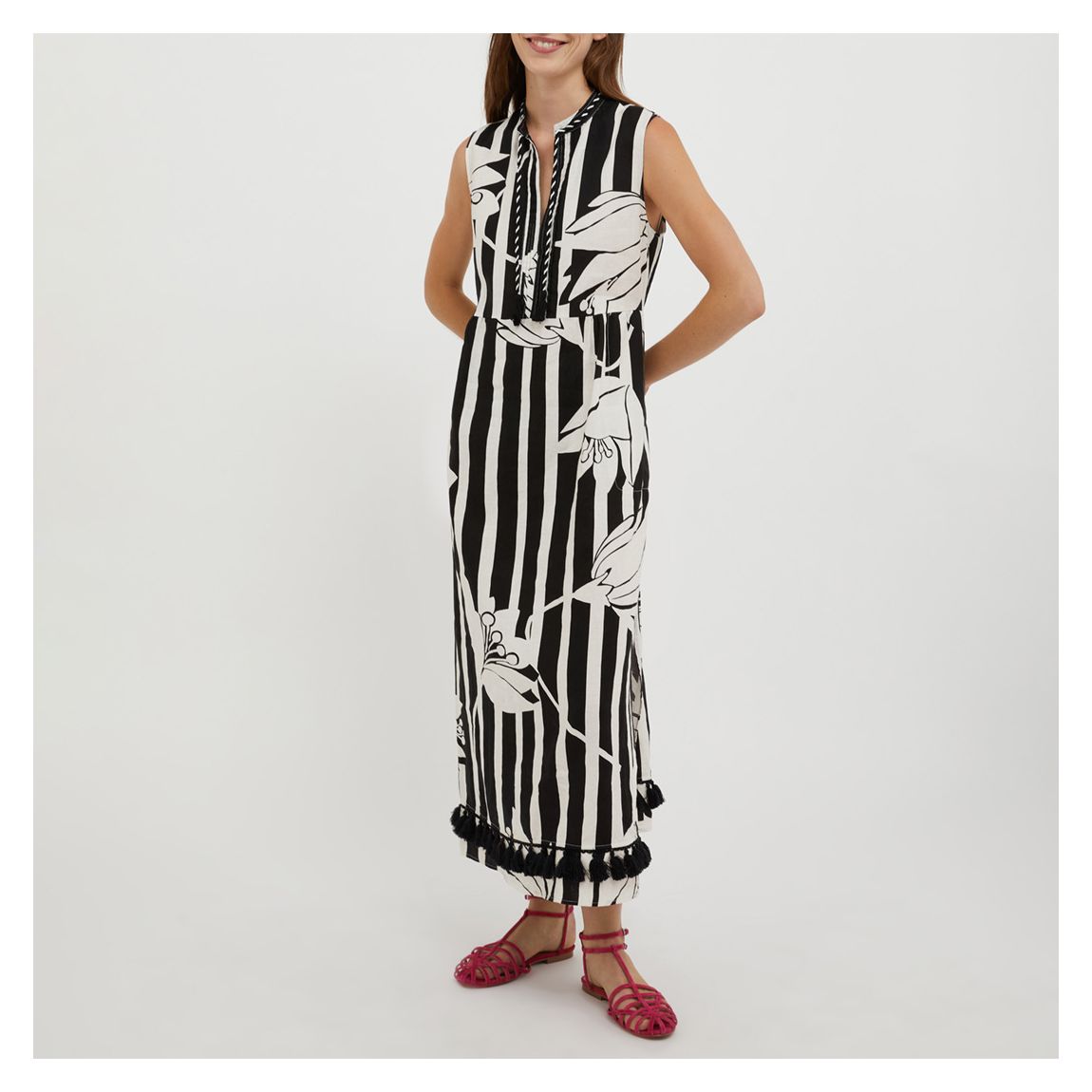 Black/White Manuela Pattern Midi Dress main product photo