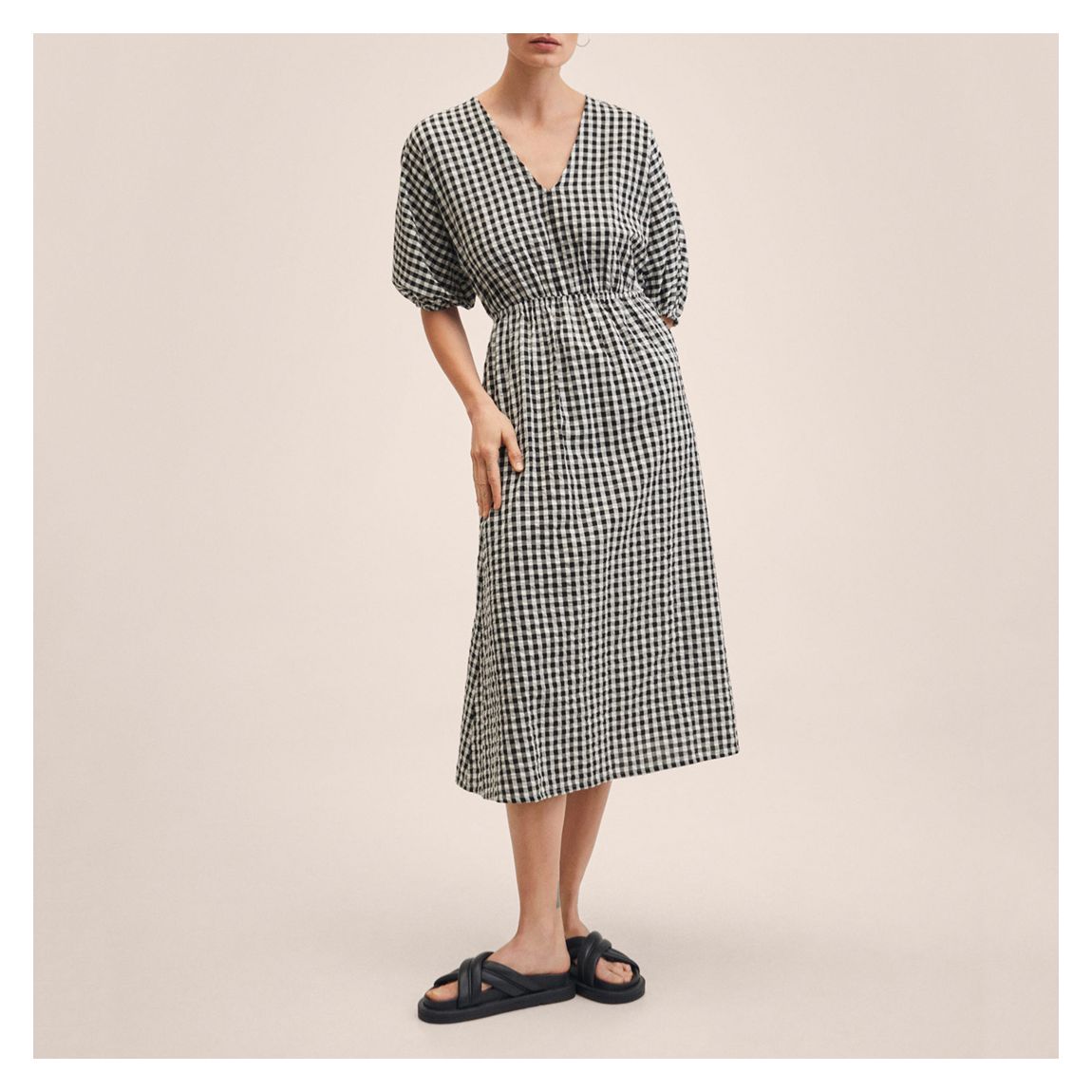 Black Gingham Check Cotton Dress main product photo