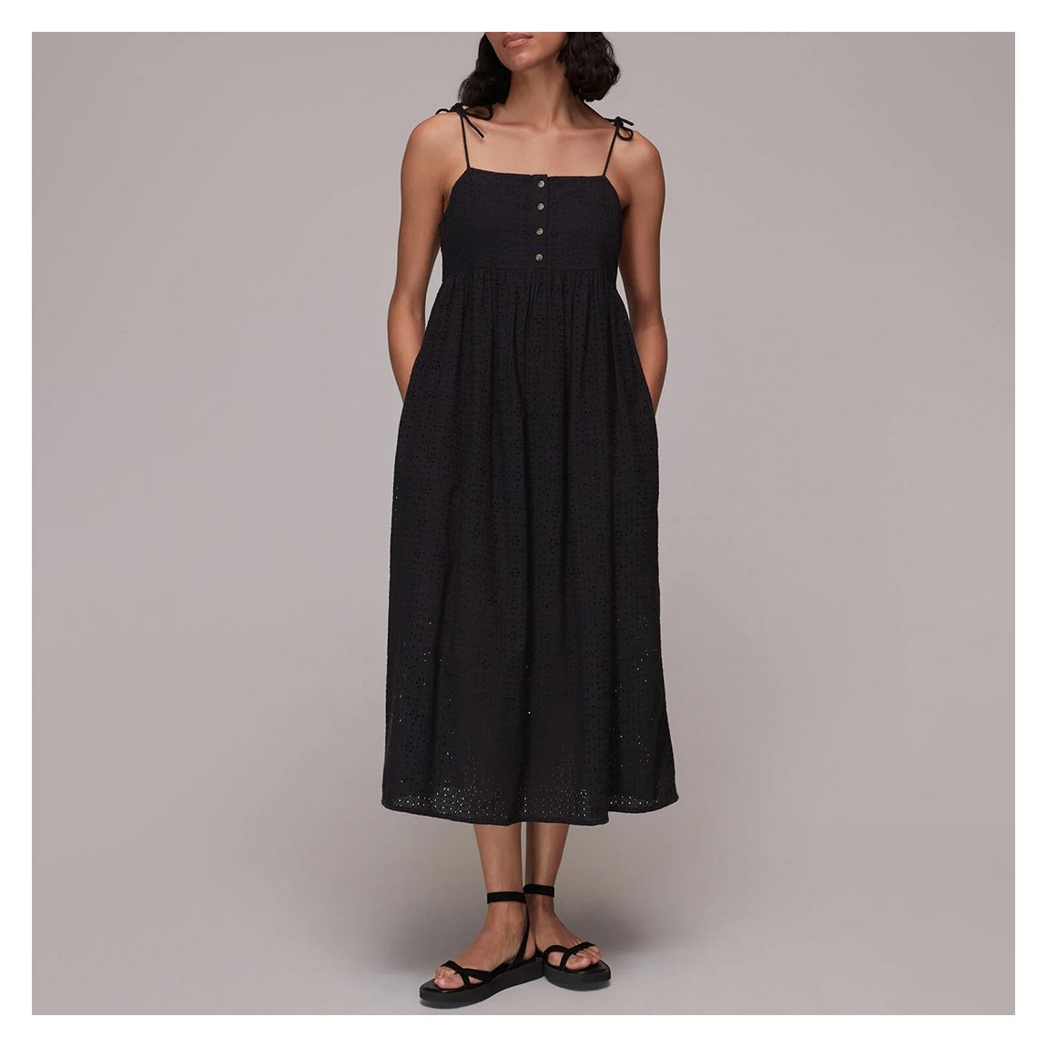 Black Mabel Broderie Cotton Midi Dress main product photo